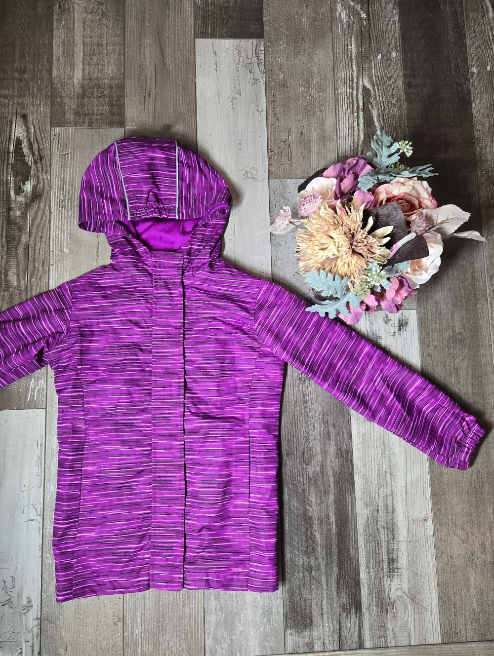 Faded Glory Girls Size Small 6-6X Spkl Orchid Purple Raincoat EUC